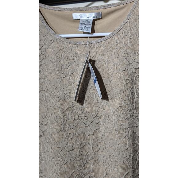 WD.NY Mushroom Lace Overlay Scoop Neck Sleeveless NWT Tank/Shell Sz XL - Picture 8 of 11